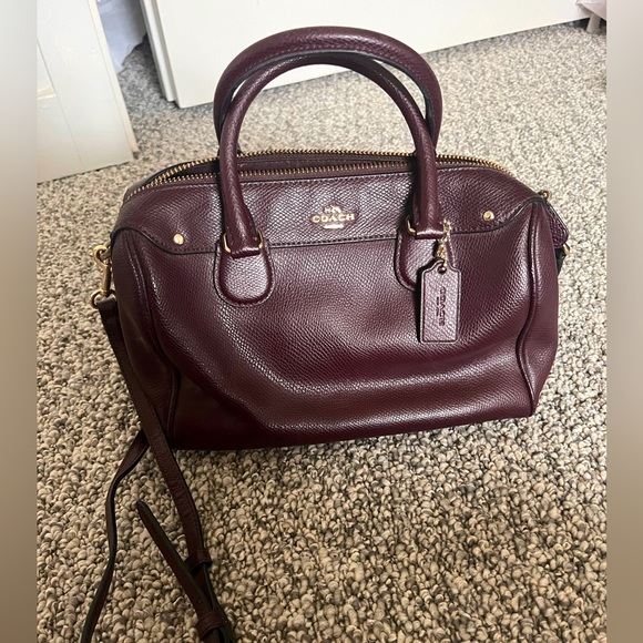 Burgundy over the shoulder, small handle coach purse - Picture 1 of 1